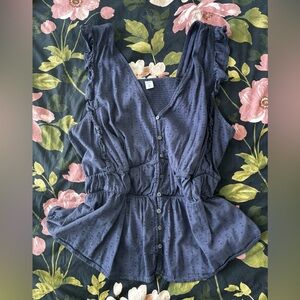 Old Navy Blue Ruffled Peplum Blouse